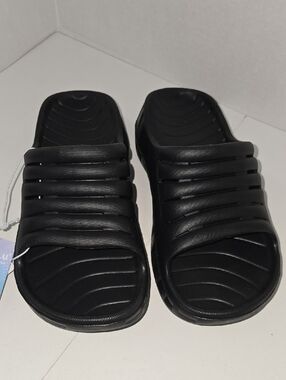 Kuailu Men's Black Slide Sandals - Comfortable Everyday Slip-Ons Size 10